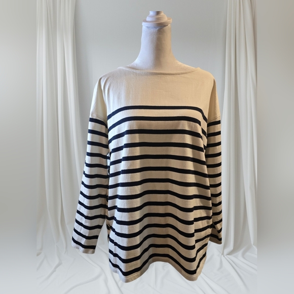 Sezane Navy and White Striped Long Sleeve Tee - Picture 7 of 9